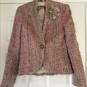 Yigal Azrouel colorful tweed blazer.
